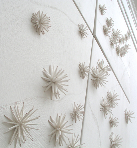 Hand stitched and bound shibori on silk. Pollen structures